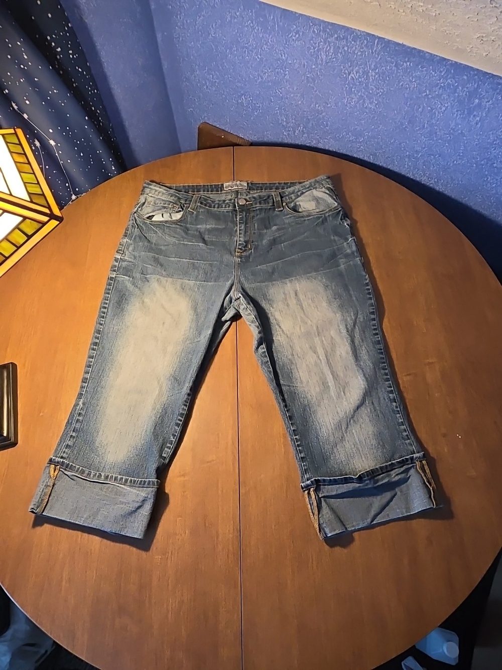 Y2K Baby Phat Jeans Women's 22 Mid Rise Capri Cuffed Stretch Blue VTG Denim
